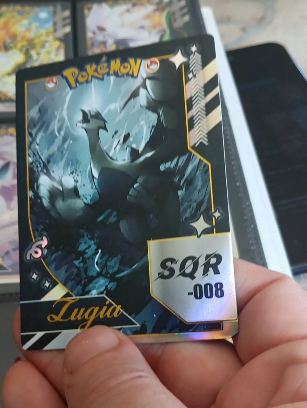Pokemon Lugia Trading Card - Black, Blue, Gold Accents